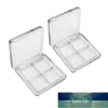 Bouteilles d'emballage 2pcs palette de maquillage de fard à paupières carré vide boîte à quatre grilles pour fard à joues, contour, bronzant, casseroles surligneur, autocollant en métal