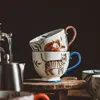 Stil keramik kaffe hem frukost mjölk koppar rånar handmålade djurvatten