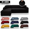 Black Soild Color Elastic Corner Sofa Cover for Living Room 2 3 4 Seater Chaise Longue Sofa Decorative L Shape Protection Cover 211102