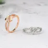 Anéis de casamento Moda Heart-shaped Zircão Micro-embutido Anel de Noivado de Ouro Anel Aniversário Jewlery for Women Acessórios