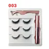 3Pairs magnetiska ögonfransar falska fransar + flytande eyeliner + tweezer eye makeup set 3d magnet i lager
