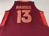 Chen37 Custom Basketball Jersey Men Youth Women Virginia Tech Hokies 13 Darius Maddox High School Throwback-maat S-2xl of enige naam en nummertruien