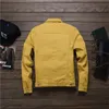 Skinny Men's White Denim Jacket Fashiona Short Style Pocket Design Slim Fit Streetwear Spring Autumn Coat Yellow Red Black X0710