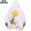Män hip hop hoodie sweatshirt broderad blommig fullmåne kanin hajuku streetwear pullover bomull höst hipster 211229