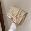 Cross Body Designer Pearl Chain Crossbody Bags para as mulheres Weave Weave Square Ombro Bolsa Bohemian Beach Bolsa Mulheres