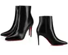 Black Genuine Leather Ankle boots Sexy Woman High Heels Booties Leathers Red Bottom Pumps Paris Reds Soles Ankles Boot With zipper in Boxes