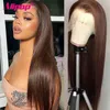 الباروكات الدانتيل بني فاتح شعر بشري مستقيم للنساء T جزء HD Pru Pru المغطى مع الطفل البيروفي REMY WIG8752665