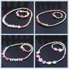 Kids Beaded Necklace Bracelet Jewelry Set Fashion Cute Pink White Pearl Pendant Accessories 2049 Y2