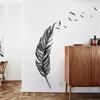 Large Left Right Flying Gold Feather Art Wall Sticker for Home Decor DIY Personality Mural Kid Room Bedroom Decoration T200421