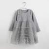 Vintage meninas de algodão laço princesa vestido para crianças manga longa tutu de mola com vestuário de fortaleza crianças 210529
