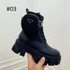 Designer clássico deserto de solado de espessura martin botas negras brancas senhoras senhoras de salto alto couro e nylon tecido botas removíveis bolsas mulheres sapatos tamanho grande tamanho 35-41