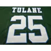 الصورة الفعلية 001 # 25 Tulane مات فورتي الأخضر كلية جيرسي حجم S-4XL أو مخصص أي اسم أو رقم جيرسي