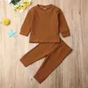 Baby Clothes Set Autumn Unisex 2pcs / set Long Sleeves Boys Girls Home Underwear kostym Toddler 210528