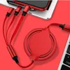 Phone Cables 3 in 1 retractable Stretch cable convenient storage charging Data line For Android Type C moblie Samsung phone 1.1M