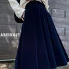 TIGENA Vintage Velvet Midi Long Skirt Women Fall Winter Elegant All-match Solid A Line High Waist Mid-length Skirt Female 211217