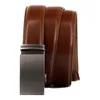Belts Men039S Belt Brown Leather Automatisk spännelegering Klassisk byxa Rem Cowhide Ratchet TZP210074680491