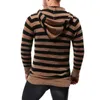 Męskie Stripe Knitting Swetry Moda Trend Z Długim Rękawem Cardigan Zipper Swetry Z Kapturem Płaszcze Męskie Wiosna Nowy Luźny Casual Sweter Sweter