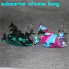 4.9 '' Submarino de vidro realizada cachimbo de cachorro de silicone fumar tubos de água BONG BOND BOND TODEL TOBOCO CACKAHAH DAB plataformas com filtro downstem tigelas