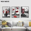 Tela ombrello rossa della torre in bianco e nero dipinti di poster per poster di arte della parete di strada paris per la casa di casa x07263956302