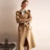 Женская шерстяная смесь женщин S зимнее пальто верблюжьей траншеи стиль двухсторонний кашемиерная вертикальная одежда 2021 осень плюс размер дамы пальцев