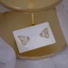 stud 14k Gold Gold Planted Modern Jewelry Hollow Crystal Butterfly Accesticite Earrings for Woman Holiday Party Elegant Opring3498520