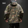 Porter des deux côtés Sweats à capuche noirs Streetwear Veste de camouflage militaire Hommes Style coréen Fashions Sweat-shirt Harajuku Vêtements 211023