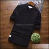 Mens Casual Shirts Clothing Apparel 5 Color 2021 Cotton Linen Chinese Stand Collar Slim Three Quarter Fashion Solid Shirt S-3Xl Drop Deliver