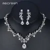 Set di gioielli da sposa di lusso con zirconi cubici Mecresh Set di collana di gioielli da sposa con strass di cristallo a forma di foglia MTL486 H1022