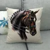 Coussin/oreiller décoratif motif Animal taie d'oreiller décoration Simple vent ensemble Art restauration anciennes manières cheval tête lin étui