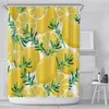 Rideau de douche fruits d'été 5.9 pieds jaune ananas citron Orange motif Polyester tissu imperméable rideaux de salle de bain fournitures