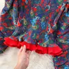 Conjunto de dos piezas para mujer Vintage Estampado floral Manga de soplo Tops y cintura elástica Falda plisada Trajes Conjuntos de ropa de moda 220302
