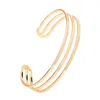 Classic Luxury Women's Bangles Armband Rostfritt Stål Bangle Armband Mode Tre Golv Öppna Armband Typ C Warmrift Q0719