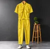 Men's Tracksuits Summer Short Sleeve Jumpsuit Overalls For Men Women Fashion Casual Street Trendy Designer Clothes Romper Pla224T