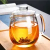 Household Teaware Glass pot for Stove Heat Resistant High Temperature Explosion Proof Infuser Milk Rose Flower Set 210813