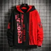 Autumn Men's Sweatshirt Casual Hip Hop Streetwear Loose Hoodies Men Fashion Personality Letter Printed Hoodie Patchwork Tops 201201