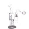 1 adet 8 inç DAB Petrol Kuleleri Cam Beher Bongs Çift Geri Dönüşümler Stereo Matrix Perc Mobius Bong Nargile 14.4mm Cam Yağ Burner Borular