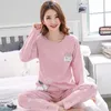 Summer Pjs Cotton Women Pajamas Sleepwear Sets Cartoon Lady Nightwear Women's Round Neck Casual Homewear Loungewear Suit M-XXL 210809