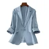 Autumn Korean Slim Small Suit Blazer Women Solid Jacket Coat 3/4 Sleeve Office Lady Wear Femme Fashion