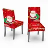 Chaise de Noël couvre Santa imprimé élastique extensible salle à manger housse de siège de cuisine couverture spandex maison navidad décor 211116