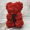 ローズベア新しいバレンタインデーギフト25cmの花のベア人工花飾り飾りガールフレンドの結婚式の飾りのためのクリスマスプレゼント