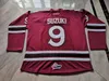 sjzl rare Hockey Jersey Hommes Jeunes femmes Vintage noir Vin Rouge GUELPH STORM # 9 Nick Suzuki Jeu Porté Taille S-5XL personnalisé n'importe quel nom ou numéro