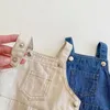 Verão Bebê Roupa Denim Strap Meninas Romper Sem Mangas Cowboy Crianças Jumpsuits Algodão Boy Bodysuits Boutique Baby Roupas 2 cores DW6433