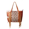 Colorful Tassel Shoulder handBag for Women Christmas Vegan Leather bag Stripe Leopard Tote 5 colors7228181