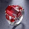 Anneaux de mariage Rongxing luxe grande pierre oeil de cheval rouge pour les femmes or blanc rempli rectangle zircon marquise coupe juillet pierre de naissance ri9772300