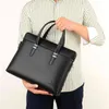 Mode män portfölj stor axel tote bag pu läder företag bärbar dator väskor varumärke male briefcases kontor handväskor