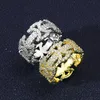 Fjärilsringar högkvalitativa Cz diamantring koppar is ut kubiska zirkoniumhiphop smycken för män kvinnor gåva