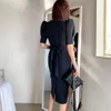 Black tight Dress korean ladies Sexy Summer Short Sleeve Crew neck sheath Dresses for women 210602