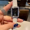 Casual Top Merk Quartz horloge voor vrouwen Meisje Crystal Rectangle Stijl Lederen Band Horloges Cha38