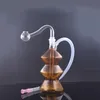 Mini Glass oil burner Bongs Hookahs Oil Rig Thick Pyrex Colors 10mm Female Heady Water Pipes Dab Rigs with 10mm male glass oil burner pipe