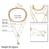 Hängsmycke Halsband Lacteo 2pcs / Set Bohemian Imitation Pearl Necklace för kvinnor Mode Multi Layered Clavicle Chain Choker Smycken